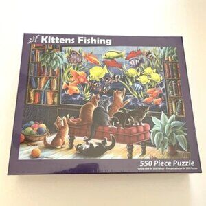 Vermont Christmas Company Kittens Fishing 550 Piece Jigsaw Puzzle
